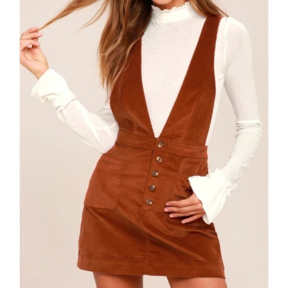 Free People Rust Orange Corduroy Pinafore Dress